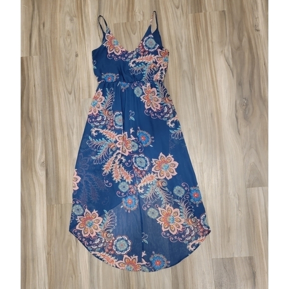 iZ Byer High Low Floral Motif Summer Dress - Picture 4 of 11